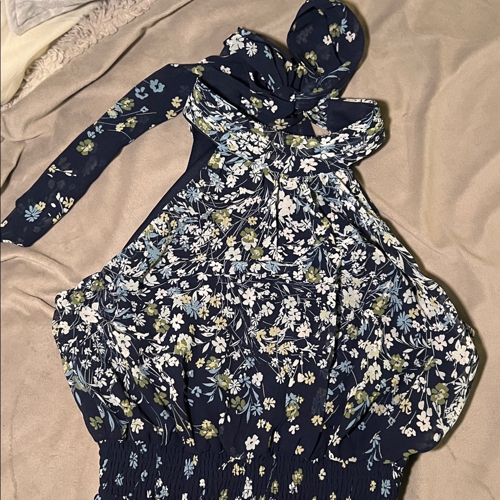 MSK Floral Maxi Dress - Navy and White